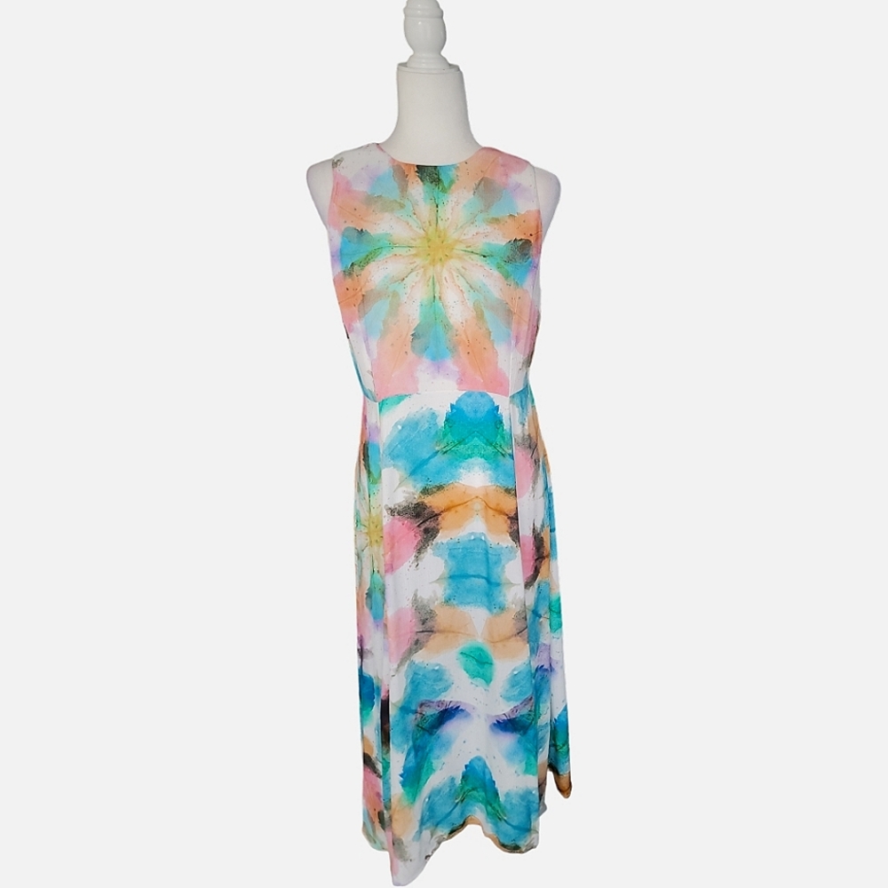 Desigual Long Faded Floral Watercolor Maxi Dress Size 8 Color White Multi NWT - Picture 7 of 15
